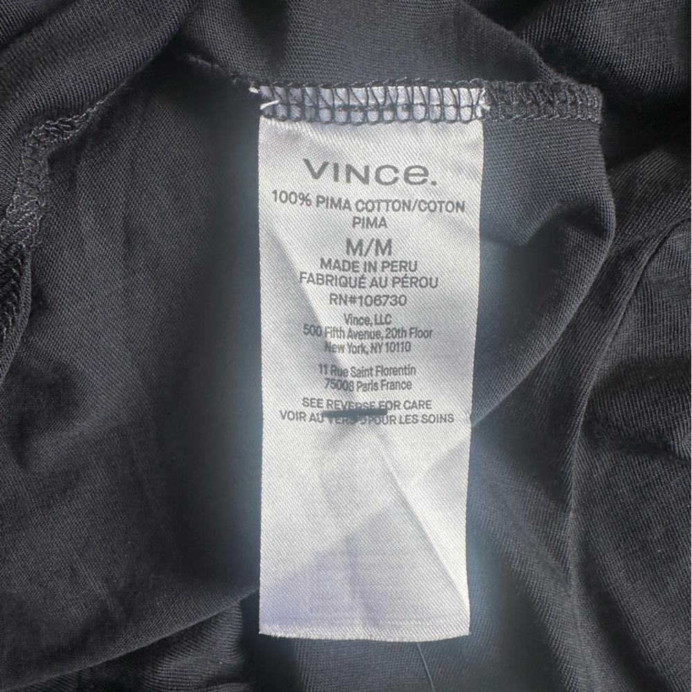 Vince Men's Dark Blue Short Sleeve Garment Dyed Henley Shirt Medium Pima Cotton - Picture 11 of 12